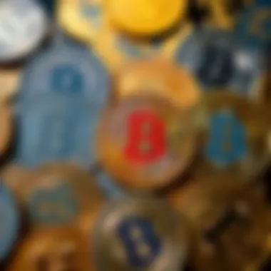 Currency symbols representing diverse cryptocurrencies