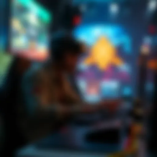 A digital representation of blockchain technology in gaming.