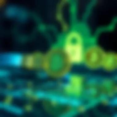 Ensuring Security During Cryptocurrency Transactions A secure transaction process with encryption symbols