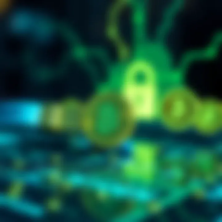 Ensuring Security During Cryptocurrency Transactions A secure transaction process with encryption symbols