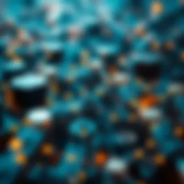 A visual representation of Blockchain architecture with nodes and connections.