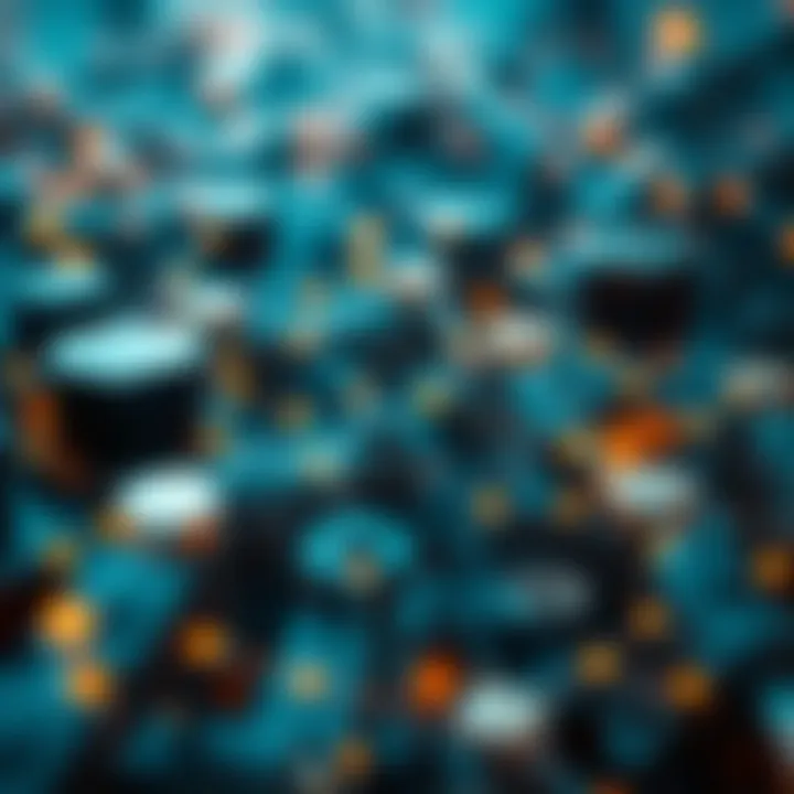 A visual representation of Blockchain architecture with nodes and connections.