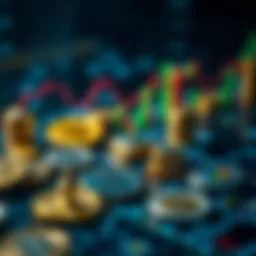 A digital representation of various cryptocurrencies