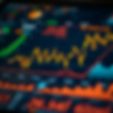 Theoretical financial performance indicators represented through dynamic charts and graphs.