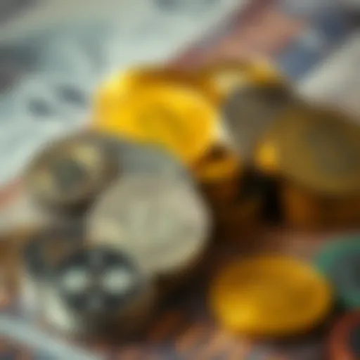 A visual representation of dinars alongside various cryptocurrencies.