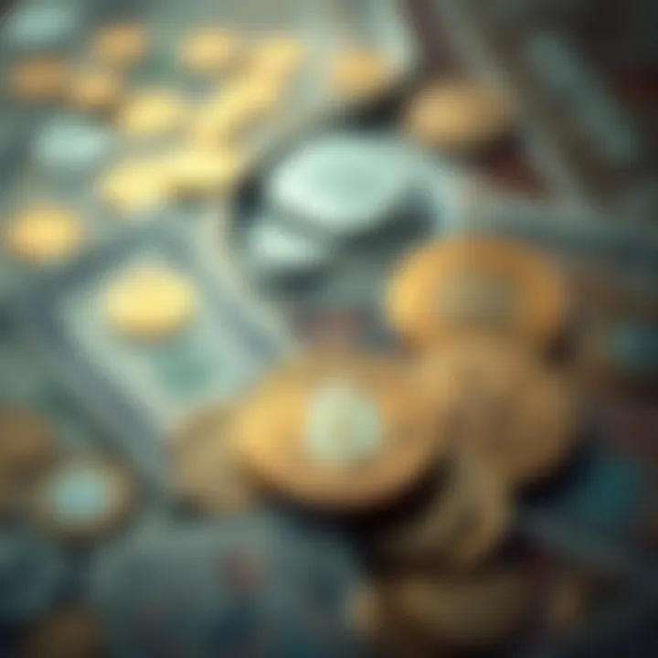 An abstract depiction of the intersection between traditional currencies and digital assets.