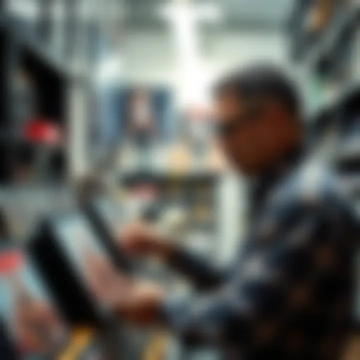 Collector Examining NBA NFTs Illustration of a collector examining NBA NFTs