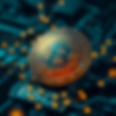 Blockchain Technology and BSC Ecosystem A sophisticated visual of blockchain technology in relation to BSC ecosystem.