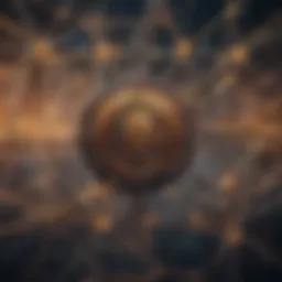 A visual representation of a blockchain network with interconnected nodes.