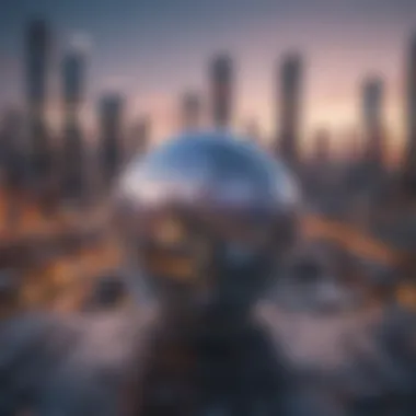 A futuristic city skyline symbolizing the impact of blockchain technology