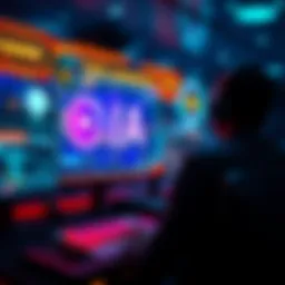 A vibrant gaming interface showcasing blockchain technology