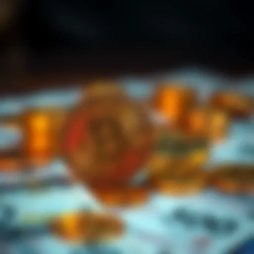 Visual representation of fiat currency interacting with cryptocurrency