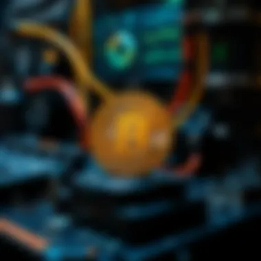 Concept of Bitcoin mining with digital tools