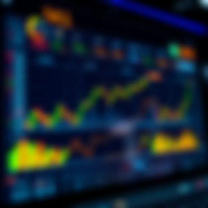 Cryptocurrency Market Dashboard A futuristic visual of a cryptocurrency market dashboard.