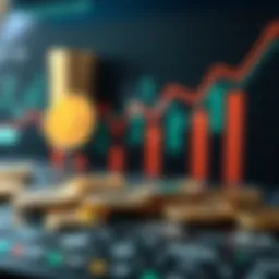 A digital representation of various cryptocurrencies with upward trends.