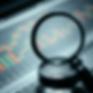 A magnifying glass focused on a crypto project chart indicating analysis.
