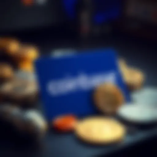 Visual representation of a Coinbase gift card with cryptocurrency elements