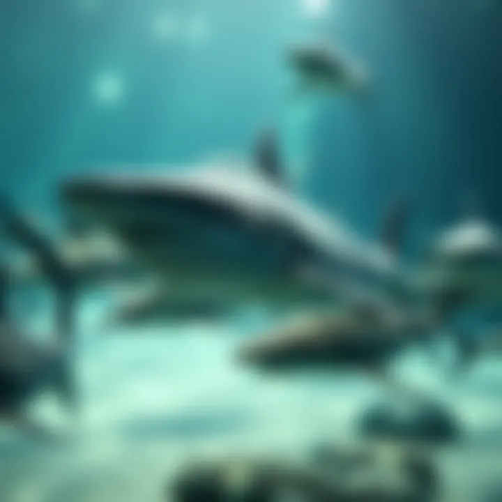 Sharks as Symbols of Environmental Awareness An artistic representation of sharks symbolizing environmental awareness