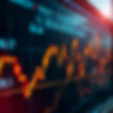 Cryptocurrency stock ticker graph showcasing trends and patterns