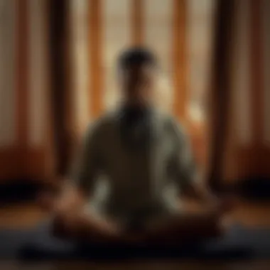 Meditation as a Path to Mindfulness An individual engaged in meditation, embodying mindfulness and introspection