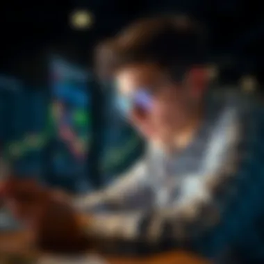 Young investor analyzing cryptocurrency trends