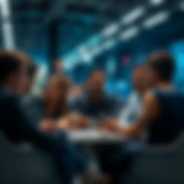 Diverse group discussing cryptocurrency opportunities