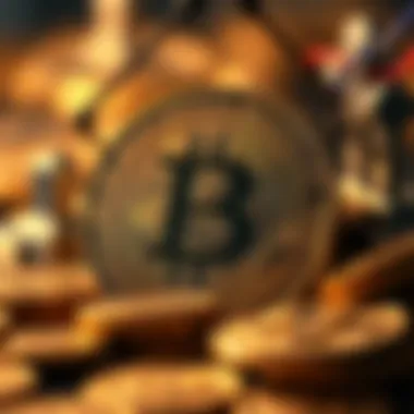 Blockchain Technology in Coin Types Conceptual illustration of blockchain technology underlying coin types