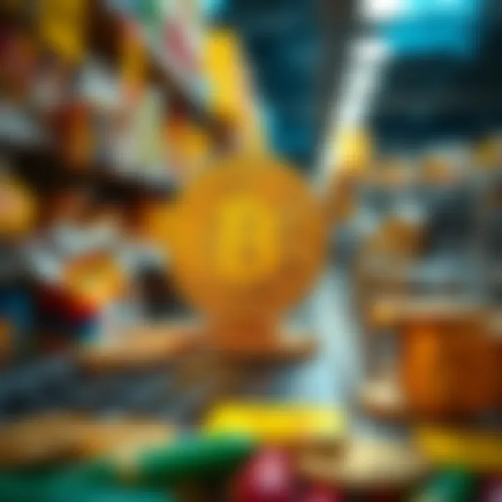 Graphic showing Bitcoin earning through shopping