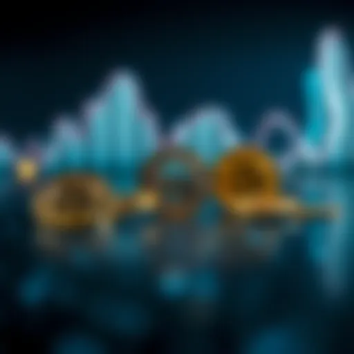 A conceptual representation of emerging cryptocurrencies.