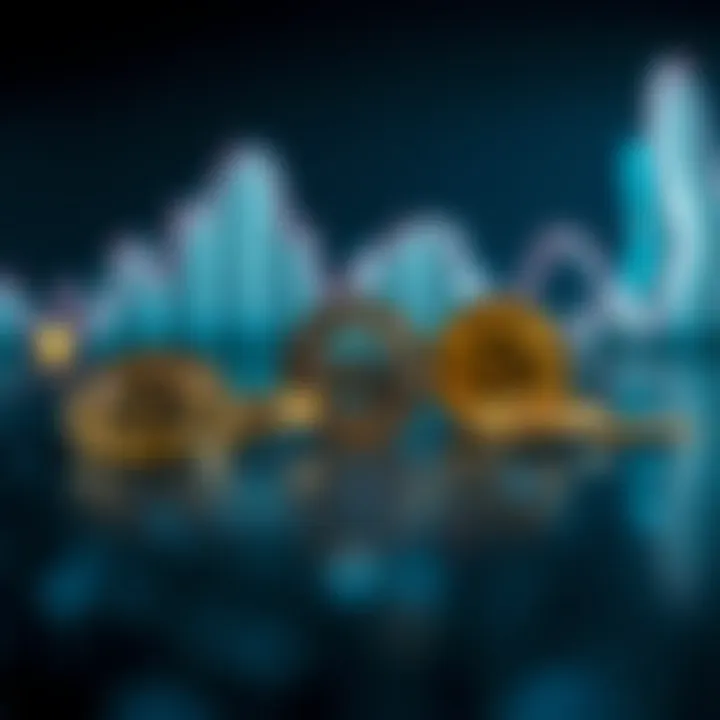 A conceptual representation of emerging cryptocurrencies.